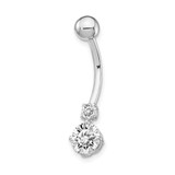 Image of 10k White Gold W/3 And 6mm Czs Belly Dangle