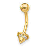 Image of 14K Yellow Gold 14 gauge CZ Cone Belly Ring