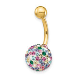 Image of 10K Yellow Gold with 10mm Multi-Color Crystal Ball Belly Dangle