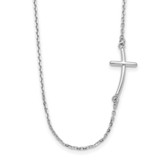 Image of 10k White Gold Small Sideways Curved Cross Necklace