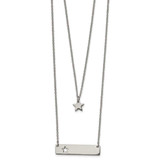 Image of Chisel Stainless Steel Polished Star and Bar Multi Strand 15.5 inch Cable Chain with a 1.5 inch Extension Necklace