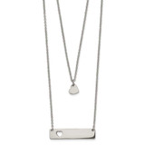 Image of Chisel Stainless Steel Polished Heart and Bar Multi Strand 15.5 inch Cable Chain with a 1.5 inch Extension Necklace