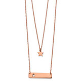 Image of Chisel Stainless Steel Polished Rose IP-plated Star and Bar Multi Strand 15.5 inch Cable chain with a 1.5 inch Extension Necklace
