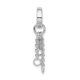 Image of Amore La Vita Sterling Silver Rhodium-plated Polished Circle with Cable Chain Dangles Charm Carrier Pendant QCC615