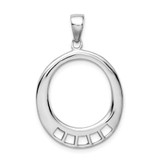 Image of Amore La Vita Sterling Silver Rhodium-plated Polished Oval Shaped Charm Carrier Pendant