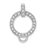 Image of Amore La Vita Sterling Silver Rhodium-plated Polished CZ Open Circle Charm Holder Pendant