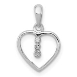 Image of Sterling Silver Diamond Rhodium Heart Pendant QDX232