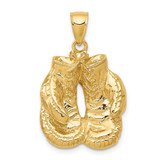 Image of 10k Yellow Gold Solid Polished Open-Backed Boxing Gloves Pendant 10C2644