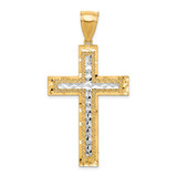 Image of 10K Yellow Gold w/ Rhodium Diamond-Cut Cross Pendant 10C1105