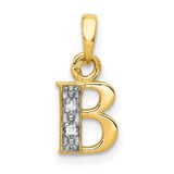 Image of 14K Yellow Gold with Rhodium Diamond Letter B Initial Pendant YC250B