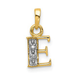Image of 14K Yellow Gold with Rhodium Diamond Letter E Initial Pendant YC250E