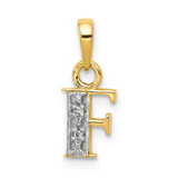 Image of 14K Yellow Gold with Rhodium Diamond Letter F Initial Pendant YC250F