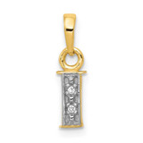 Image of 14K Yellow Gold with Rhodium Diamond Letter I Initial Pendant YC250I