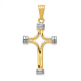 Image of 14K Yellow Gold w/Rhodium Fancy Cross Pendant