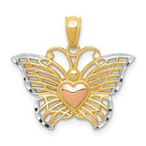 Image of 14k Two-tone Gold w/White Rhodium Butterflyw/Heart Pendant