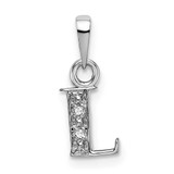 Image of 14k White Gold Rhodium-plated Diamond Letter L Initial Pendant
