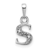 Image of 14k White Gold Rhodium-plated Diamond Letter S Initial Pendant