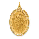 Image of 14K Yellow Gold Solid Polished/Satin Beaded Edge St. Christopher Medal Pendant