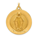 Image of 14K Yellow Gold Solid Polished/Satin Large Raised Round Milagrosa Medal Pendant