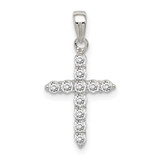 Image of Sterling Silver Rhodium-plated CZ Cross Pendant QC5337