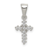 Image of Sterling Silver Rhodium-plated CZ Cross Pendant QC5264