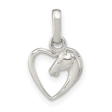 Image of Sterling Silver Open Heart Horse Head Pendant