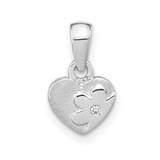 Image of Sterling Silver Rhodium-plated CZ Flower Heart Pendant