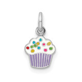 Image of Sterling Silver Rhodium-plated Enamel Kids Cupcake Pendant