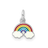Image of Sterling Silver Rhodium-plated Enamel Kids Rainbow Pendant