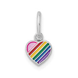 Image of Sterling Silver Rhodium-plated Enamel Kids Rainbow Heart Pendant