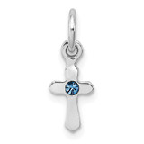 Image of Sterling Silver Rhodium-plated Childs Dec Blue Preciosca Crystal Cross Pendant