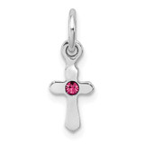 Image of Sterling Silver Rhodium-plated Childs Oct Pink Preciosca Crystal Cross Pendant