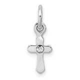 Image of Sterling Silver Rhodium-plated Childs Apr Clear Preciosca Crystal Cross Pendant