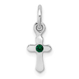 Image of Sterling Silver Rhodium-plated Childs May Green Preciosca Crystal Cross Pendant