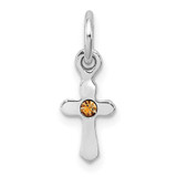 Image of Sterling Silver Rhodium-plated Childs Nov Yellow Preciosca Crystal Cross Pendant