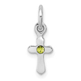 Image of Sterling Silver Rhodium-plated Childs Aug Light Green Preciosca Crystal Cross Pendant