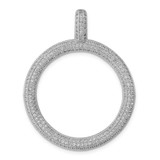 Image of Sterling Silver Rhodium-plated CZ Wavy Circle Pendant