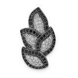 Image of Sterling Silver Rhodium-plated Black & Clear CZ Leaves Chain Slide Pendant