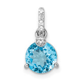 Image of Sterling Silver Rhodium-plated Circle Swiss Blue Topaz/White Topaz Pendant QP5710BT