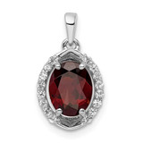 Image of Sterling Silver Rhodium-plated Oval 2.04t.w. Garnet/White Topaz Pendant