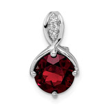 Image of Sterling Silver Rhodium-plated Circle 2.56t.w. Garnet/White Topaz Pendant