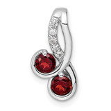 Image of Sterling Silver Rhodium-plated Double Circle .7t.w. Garnet/White Topaz Pendant