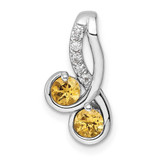 Image of Sterling Silver Rhodium-plated Double Circle .5t.w. Citrine/White Topaz Pendant