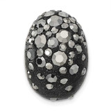 Image of Sterling Silver Rhodium-plated Black Clay & Preciosa Crystal Chain Slide Pendant