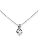 Image of Sterling Silver White Topaz & Diamond Pendant