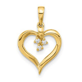 Image of 10k Yellow Gold Polished Diamond Open Heart Pendant