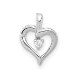 Image of 10k White Gold Polished Diamond Heart Pendant, No chain