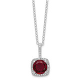 Image of Sterling Silver Created Ruby & Diamond Pendant w/ chain