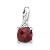 Image of 10k White Gold Checkerboard Garnet & Diamond Chain Slide Pendant