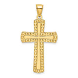Image of 14K Yellow Gold Polished Beaded Cross Pendant K9872
